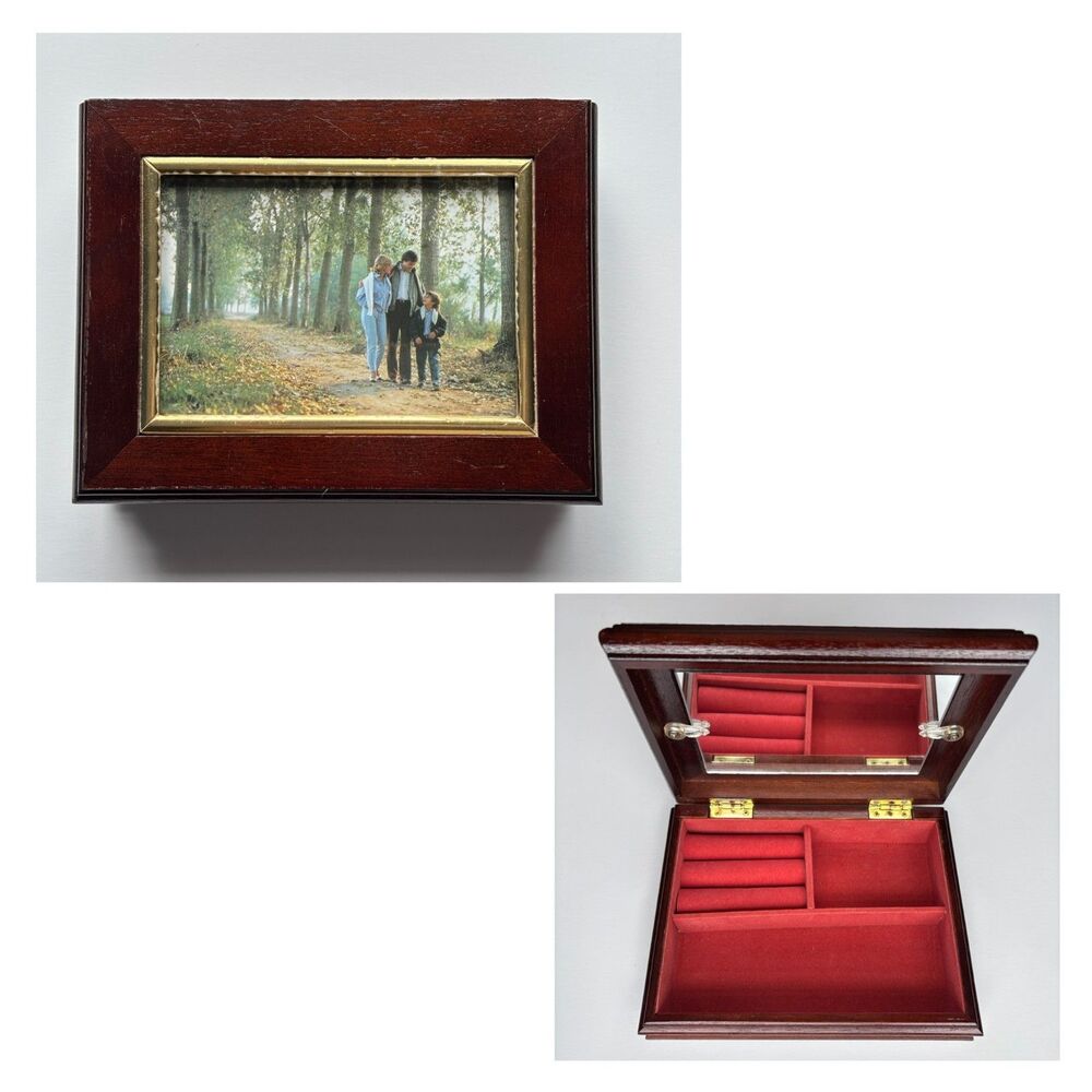 Wooden Picture Frame Jewelry Box With Mirror